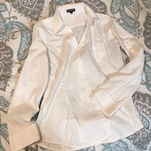 White Express Button Down Blouse